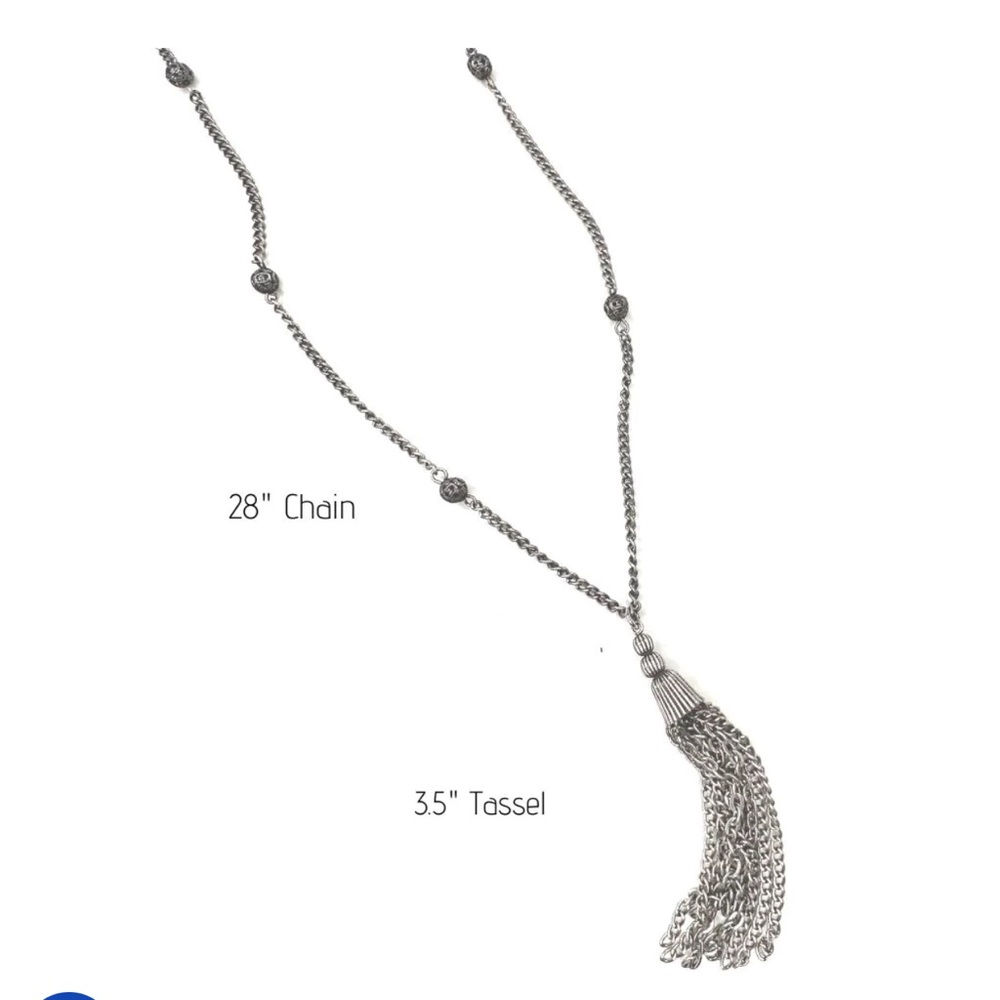 Antique silver plated tassel necklace from Beauty in Stone,